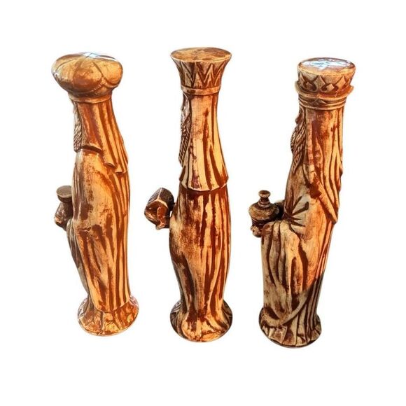 Vintage Hand Painted Ceramic Three Kings Nativity Mid Century Figurines - Picture 3 of 5